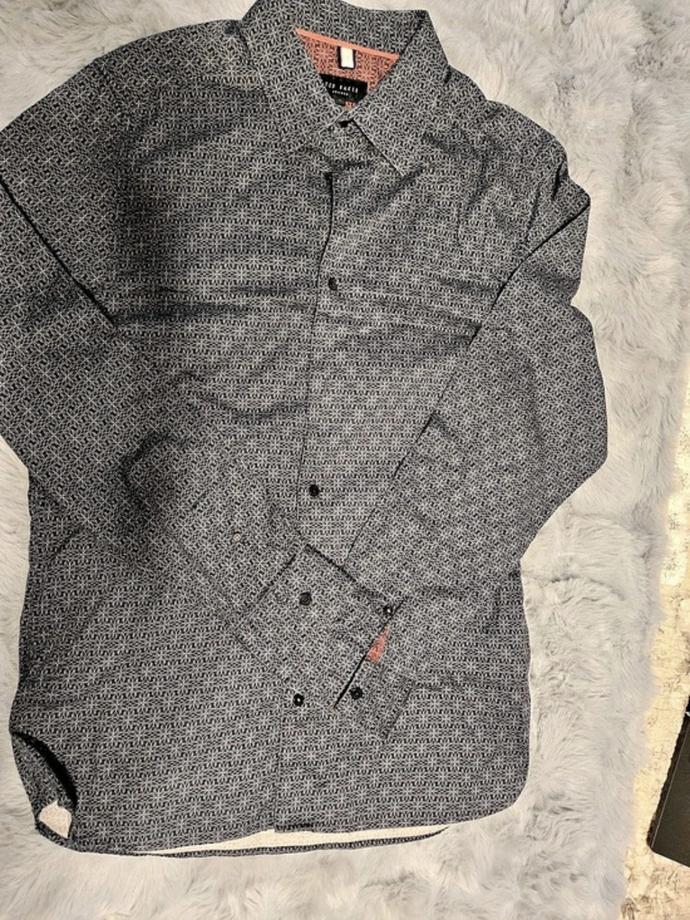 Ted Baker London Pavia Geo Floral Long Sleeve Stretch Dress Shirt
